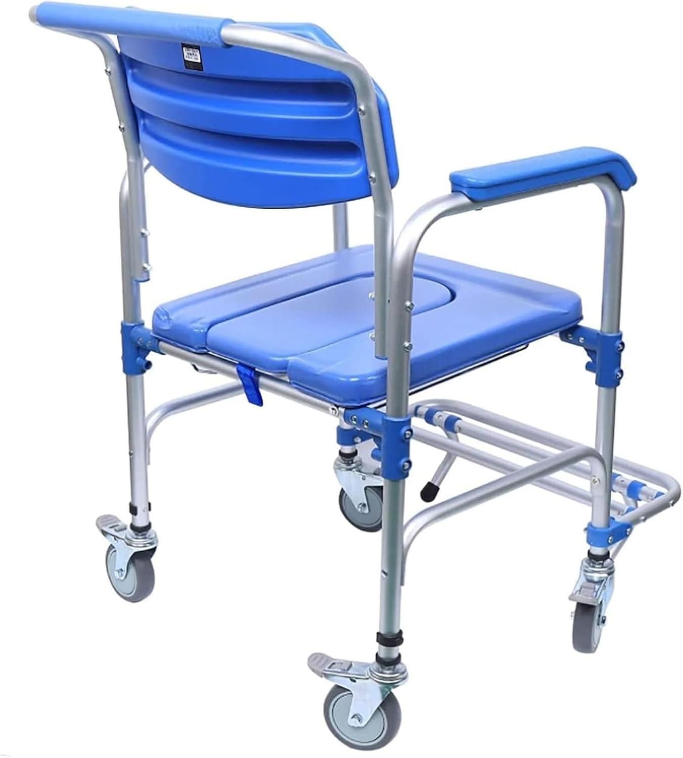 Bedside Commode,Toilet Seat with Handles Portable Aluminum Alloy Wheelchair Commode Toilet Seat Medical Transport Washable Rolling Chair with Casters