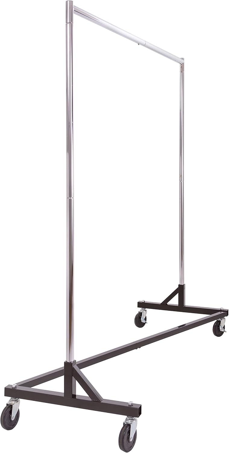 Econoco Commercial Garment Rack - Rolling Clothes Rack, Heavy Duty (Z Rack with Garment Cover, Black)