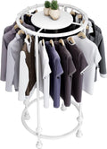Round Garment Rack, Floor Standing Iron clothes Hanging Rack with Topper, Suitable for Large Shopping Malls Retail, Clothes Boutique Display Laundry Rooms Multi-Purpose Hanging (WHITE)