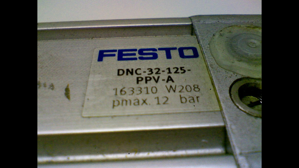 FESTO DNC-32-125-PPV-A (163310), 0.6 TO 12 BAR, 125 MM STROKE, 32 MM BORE, DOUBLE-ACTING, G1/8 PNEUMATIC CONNECTION, ISO CYLINDER, M10X1.25 ROD THREAD, PNEUMATIC CUSHIONING; ADJUSTABLE AT BOTH ENDS, S