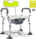 Bedside Commode Chair, Heavy-Duty Raised Toilet Seat with Flip-up Handles and 6-Gears Height Adjustable, Portable Bathroom Potty Chair for Adults