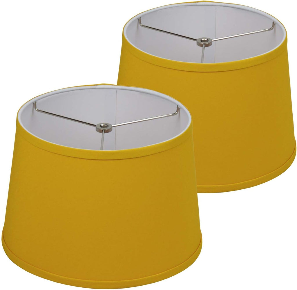 FenchelShades.com Set of 2 Lampshades 10' Top Diameter x 12' Bottom Diameter x 8' Slant Height with Washer (Spider) Attachment. (Linen Yellow Spice)