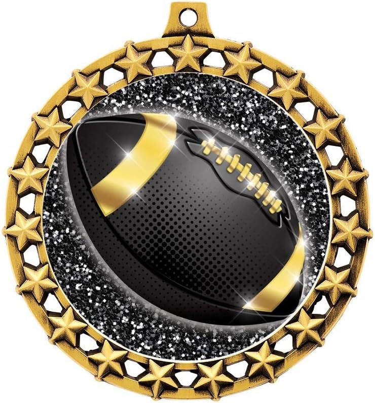 Crown Awards 2.5' Galaxy Star Football Shadow Medal Award, Gold Trophy Medal Prime