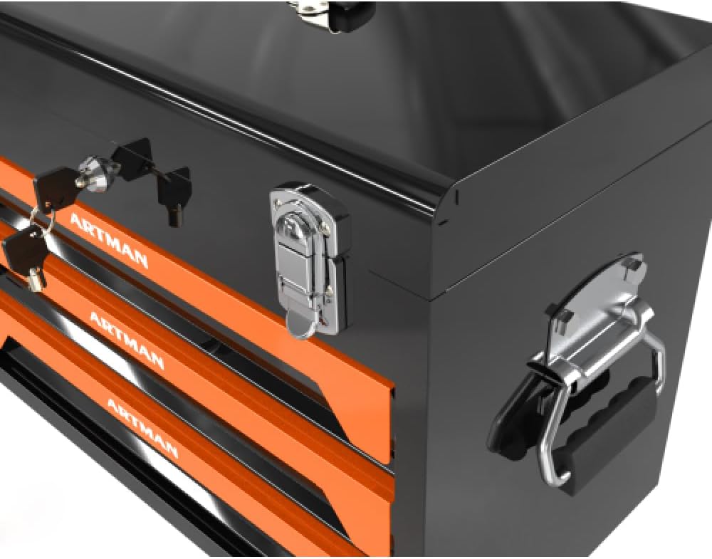 Tool Box Set, 439-Piece Mechanic's Tool Kit, 4-Drawer High Capacity Tool Chest, Lockable Storage Organizer with Sliding Drawers for Home & Garage Repair (Orange)