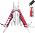 Multitool, 20-in-1 Full-Size, Multi-Purpose Pliers, Lightweight EDC, Tactical Gear, With Safety Locking, Camping Knives & Tools, Gifts for Guys, Gifts for Hunters Men who have Everything (Red)