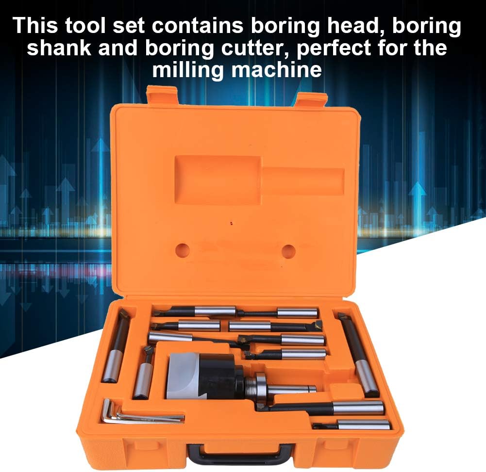 Boring Bar, Boring Head CNC Milling Tools Kits C20-F1-18-12PCS 75mm Boring Head Set 40CR for Horizontal Boring Machine