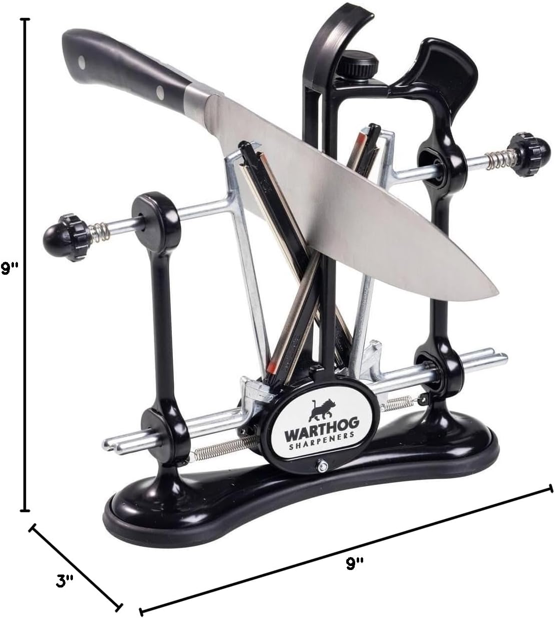 Warthog V-Sharp A4 Knife Sharpener, Ideal for Home Cooks, Fishermen, Hunters, Diamond Rods, Adjustable Angles, Metal Frame