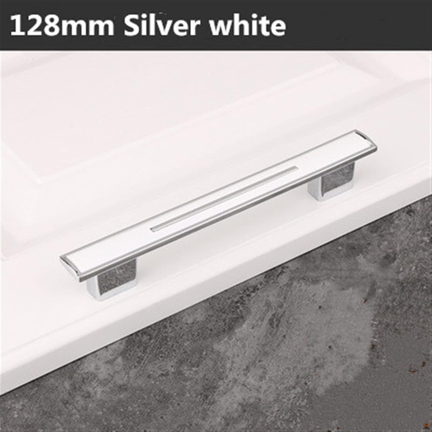 TOMYEUS Cabinet Handles Kitchen Hardware Modern Simple Fashion Kitchen Cabinet Wardrobe Door Handles Silver White Drawer Dresser Cupboard Knob Pull (6 Pieces) Cabinet pulls Kitchen Cabinet Handles