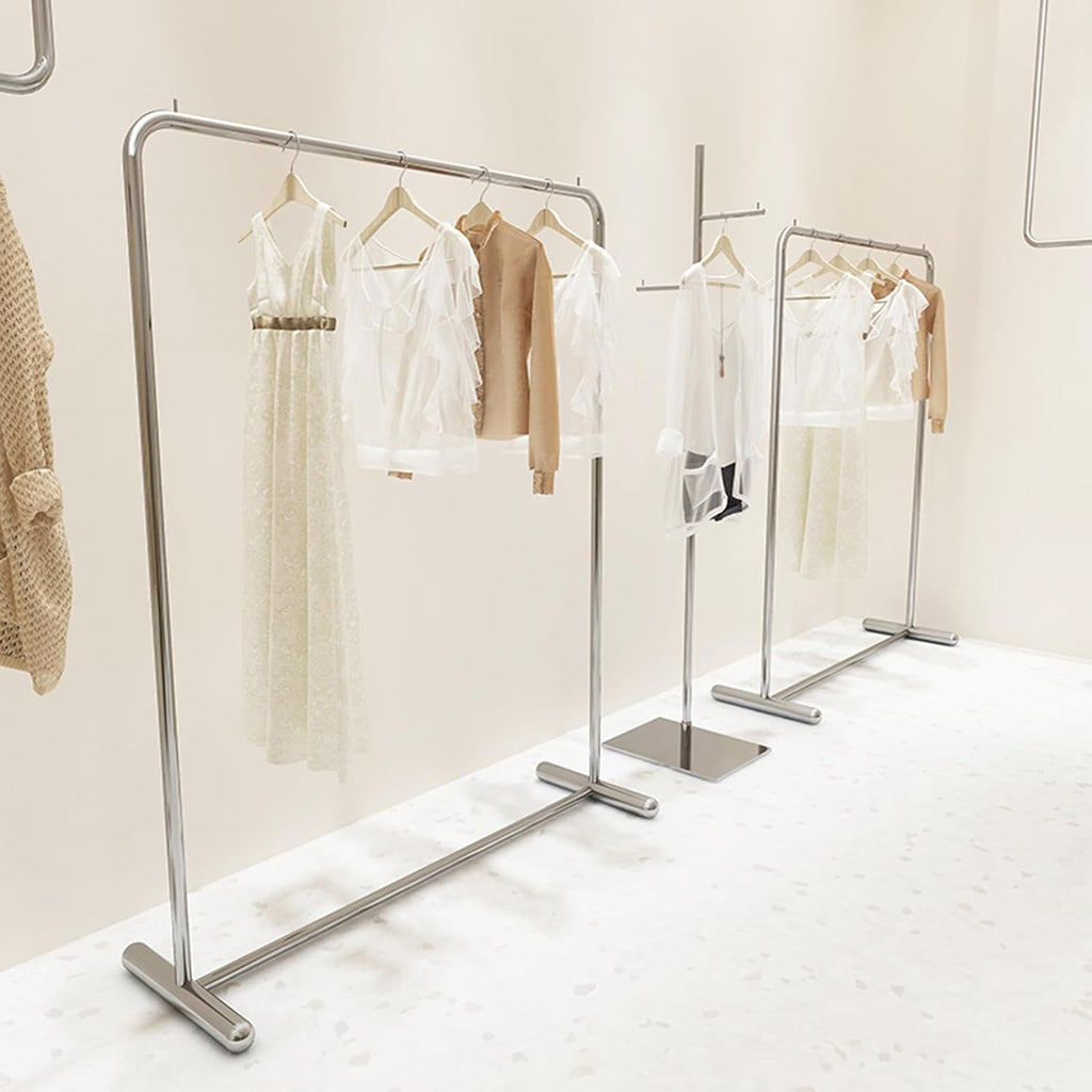 Garment Rack Heavy Duty Clothing Rack For Hanging Clothes, Silver Stainless Steel Clothes Rail, Load Capacity 280 Lbs, Bedroom Laundry Room Coat Rack, Freestanding Retail Display R(Size:120X40X150CM)