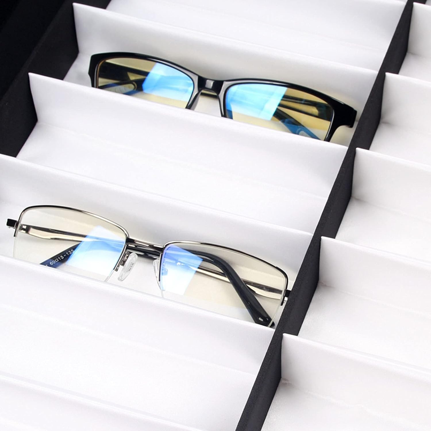 Eyeglass Displays 20 Slots Eyewears Organizer Display Case Holder - Double Row Durable Eye Glasses Storage Stand with Lid for Eyeglasses or Jewelry Display Risers