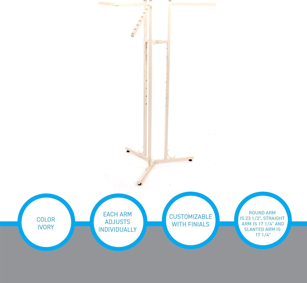 SSWBasics 3-Way Adjustable Clothing Display Rack - Sleek, Sturdy Boutique Ivory Garment Stand - Premium Retail Clothing Rack for Boutiques and Thrift Stores - Elegant Boutique Clothing Rack for