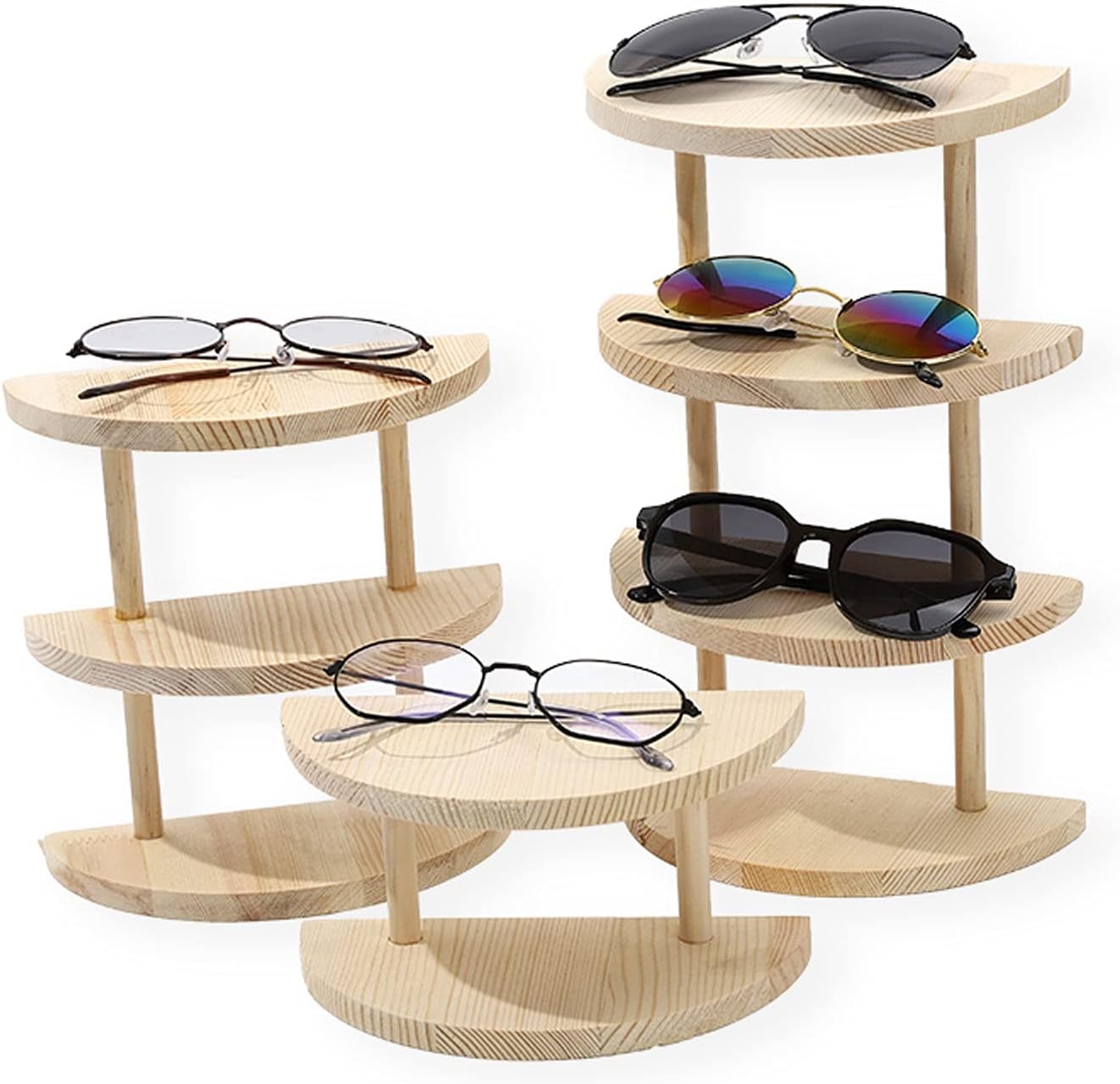 Glasses Stand Solid Wood Eyeglasses Sunglasses Display Rack Organizer Box Eyewear Rack Holder Storage Tray Store Exhibit Presentation Showcase Eyewear Display Stand ( Size : L )
