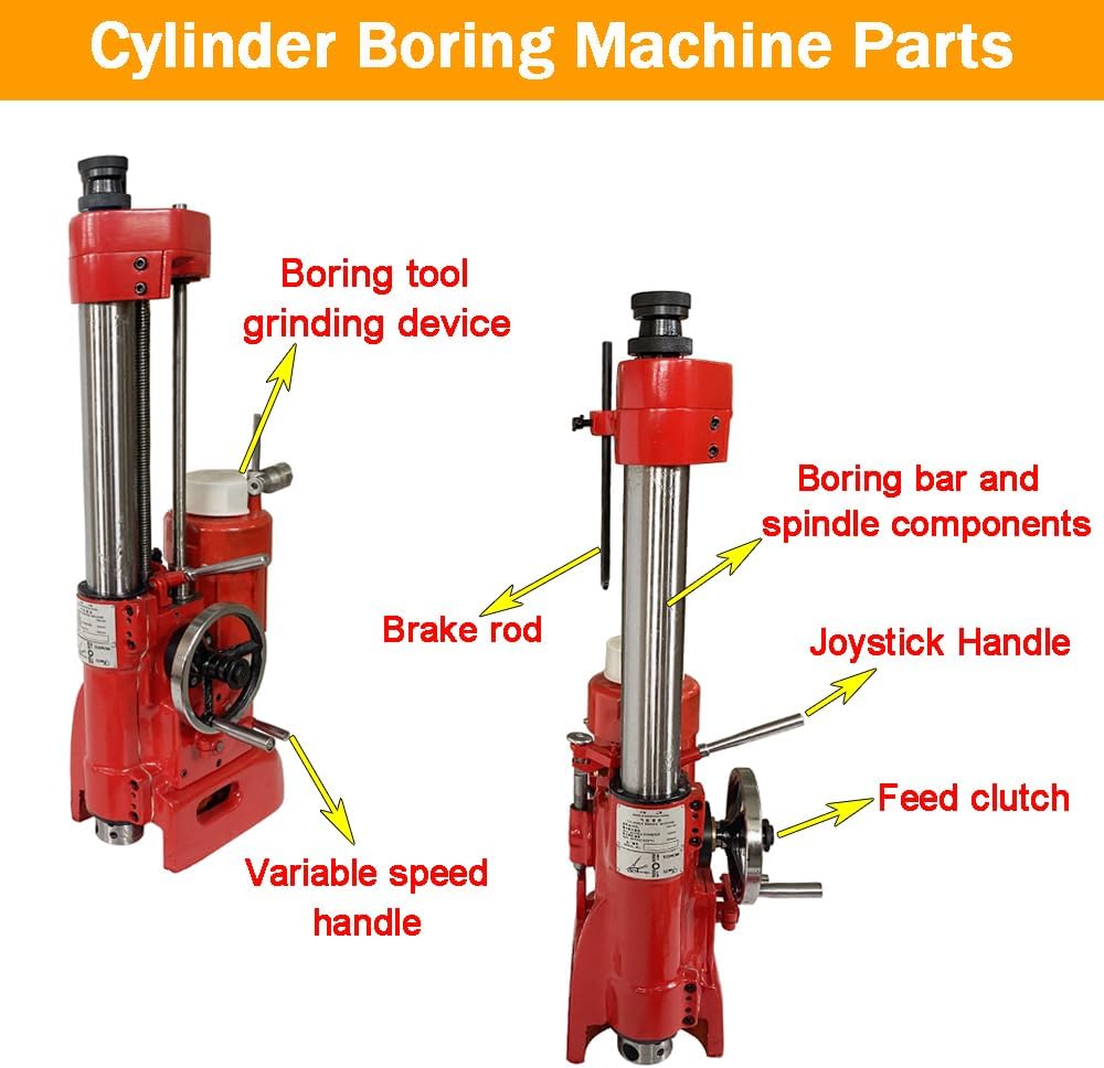 220V Professional Cylinder Boring Machine Honing Cylinder Repair Equipment with Max 11.8' Depth & 2.6-5.56' Boring Diameter Engine Rebuilding Borer ideal for Auto & Motorcycle Engine Repair