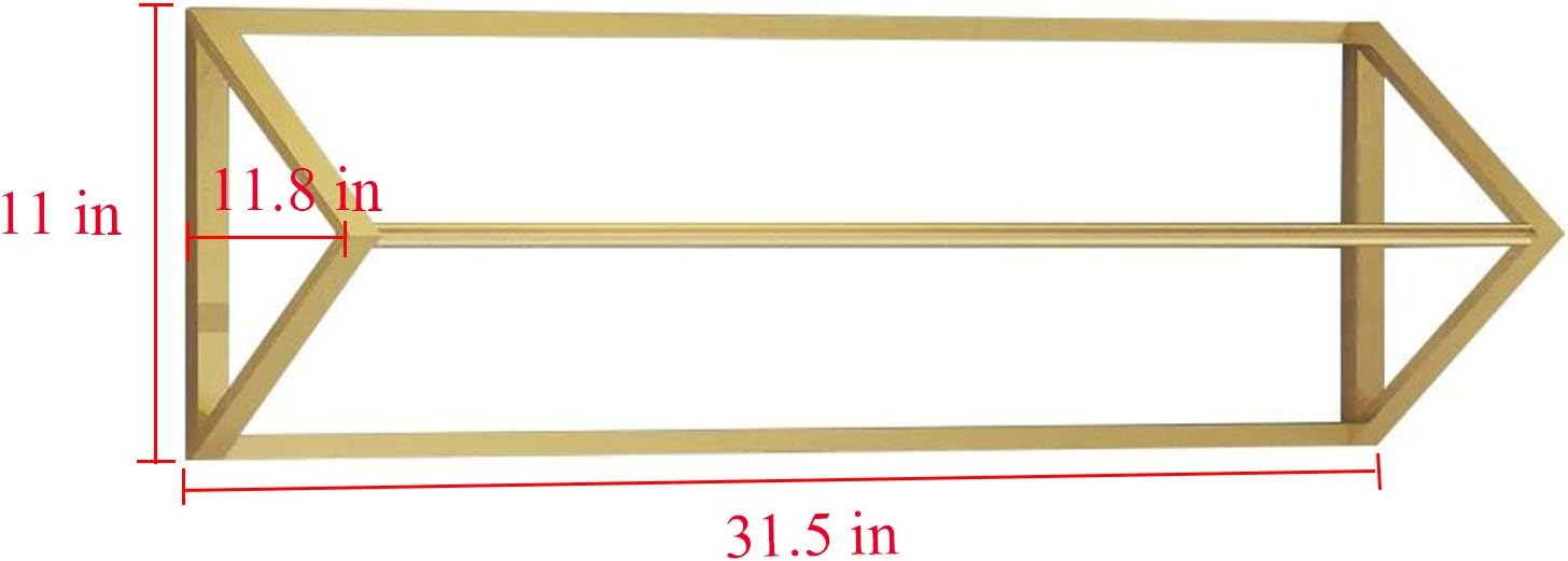 Creative Triangle Display Garment Racks in Boutique Clothing Stores, Wall-Mounted Hanging Clothes Shelf in Home, Towel Racks for Bathroom Storage (Gold, 31.5' L)