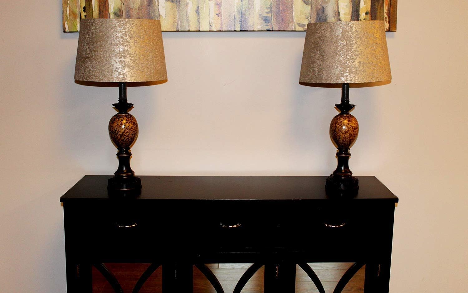 FenchelShades.com Set of 2 Lampshades 10' Top Diameter x 12' Bottom Diameter x 8' Slant Height with Washer (Spider) Attachment. Attaches to Lamps with an existing Harp (not included) (Sterling)