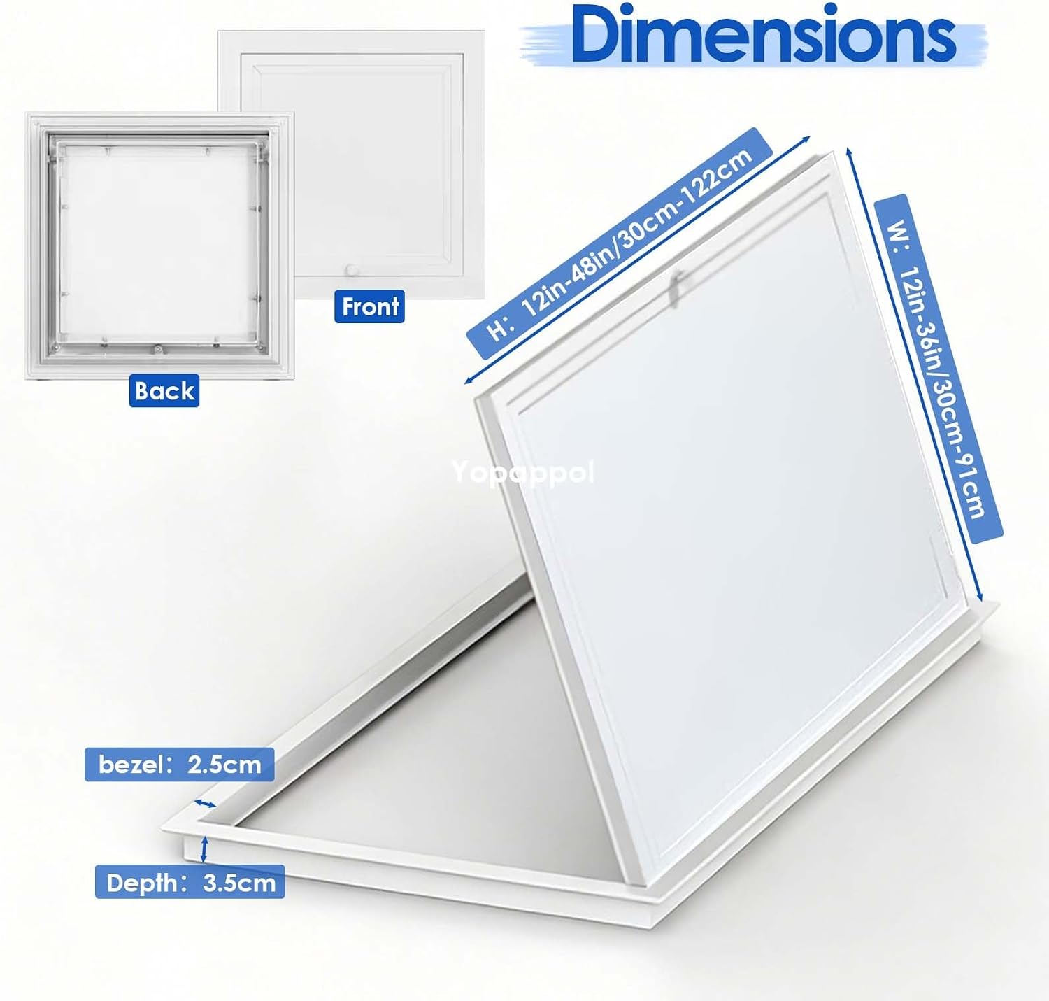 White Metal Access Panel for Drywall and Ceiling, Paintable Inspection Door Flush Plumbing, Electricity, Heating Hatch, Bathroom Services Hole Cover(36x44in/91x112cm)