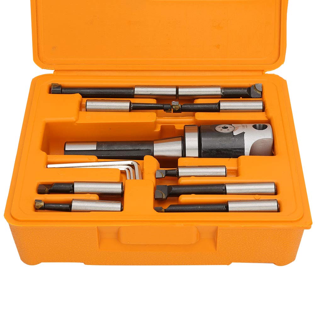 13 Pcs Indexable Metal Lathe Turning Tool, Boring Head Set, Carbide Boring Bar Set, Carbon Steel, Suitable for Semi Finishing and Finishing