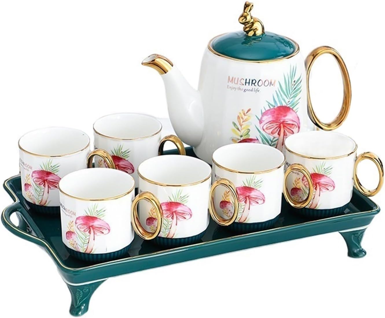 Beverage Serveware Nordic style large-capacity ceramic cold kettle home coffee milk tea juice white open cold kettle cup water set Water Carafe(Pink)