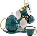 Beverage Serveware Modern teacup kettle cup set household ceramic drinking cup family living room hospitality Water Carafe(Green)