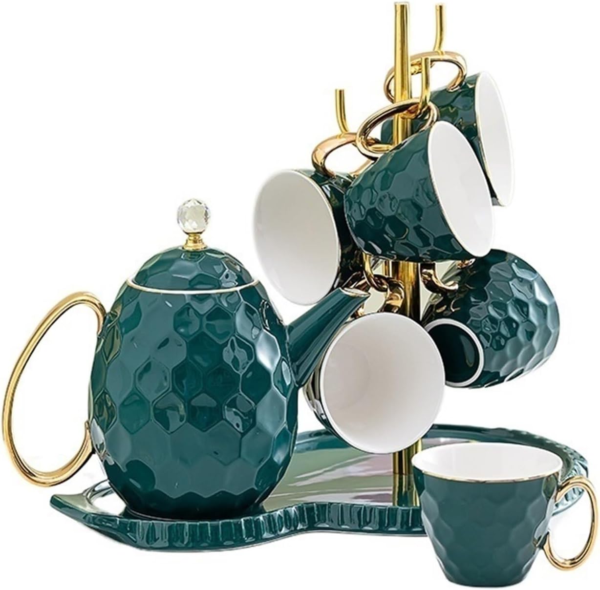 Beverage Serveware Modern teacup kettle cup set household ceramic drinking cup family living room hospitality Water Carafe(Green)