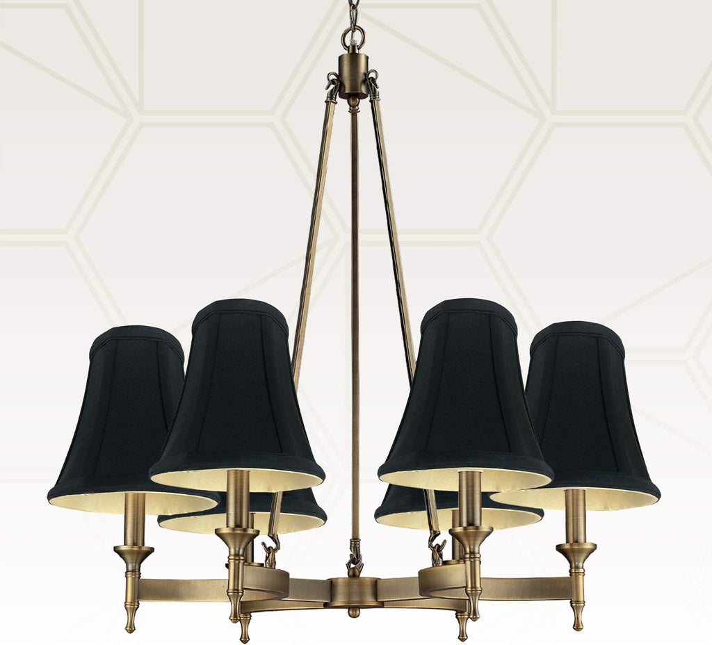 Royal Designs, Inc. BSO-704FC-6BLK/GL-6 True Bell Basic Lamp Shade with Flame Clip, 3.5 x 6 x 6.25, Black with Gold, 6-Pack
