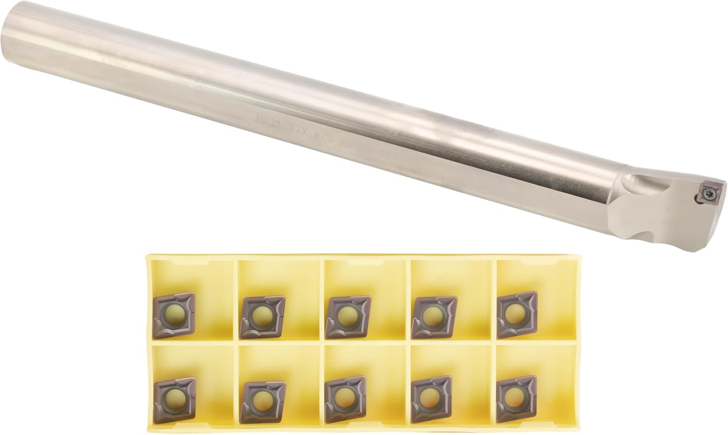 CME Indexable Insert Boring Bar Set, 1 1/4' Shank Diameter, 14' Overall Length, Including 10 pcs CCMT32.51 Carbide Inserts