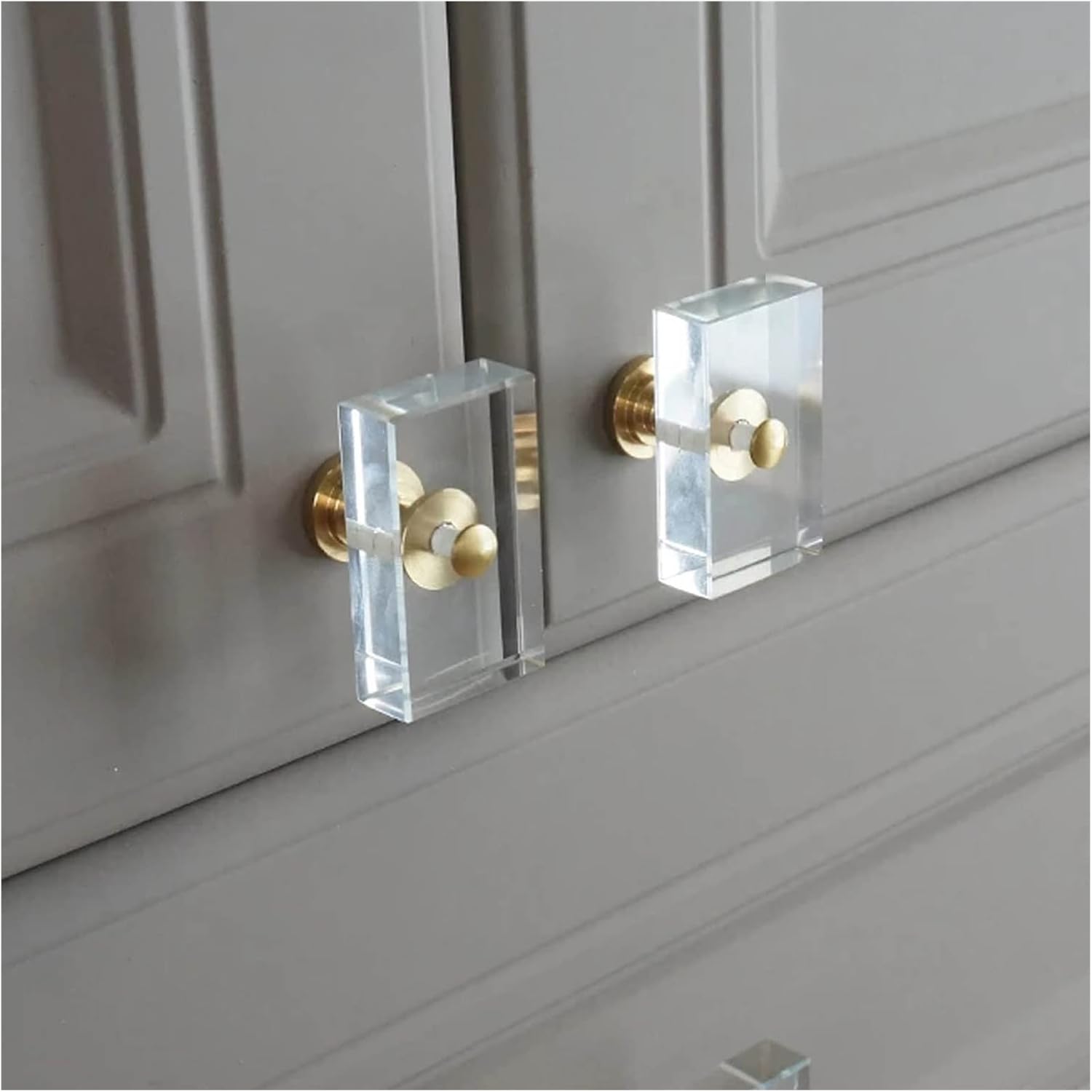 Cabinet Handles Kitchen Hardware 6 PCS Rectangle Shape/Transparent Glass Knobs and Handles Dresser Drawer Pull Kitchen Cabinet Door Wardrobe Handles Hardware Cabinet pulls Kitchen Cabinet Handles