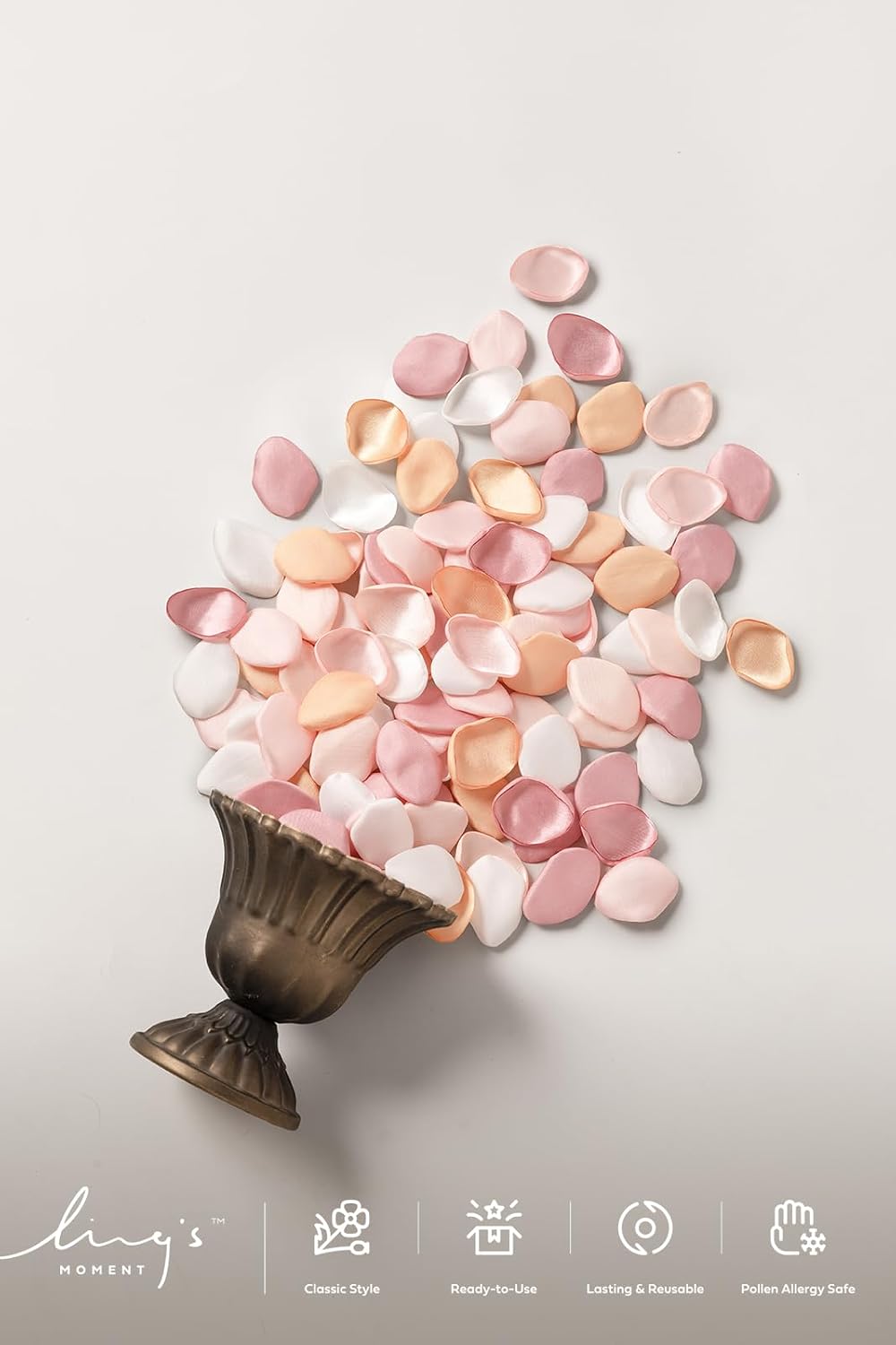Ling's moment Wedding Artificial Flowers Package, Bridal Bouquet, Bridesmaid Bouquets, Boutonniere for Men, Rose Petals.Peach Smoothie Blush