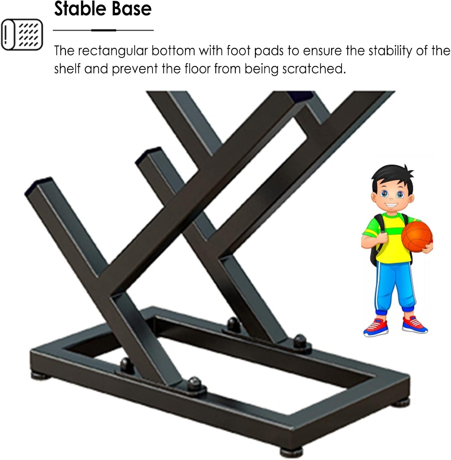 Sports Ball Storage Stand Sports Ball Storage Rack, Kids Toddlers Basketball Organizer for Garage Bedroom School, Black Vertical Football Volleyball Display Stand