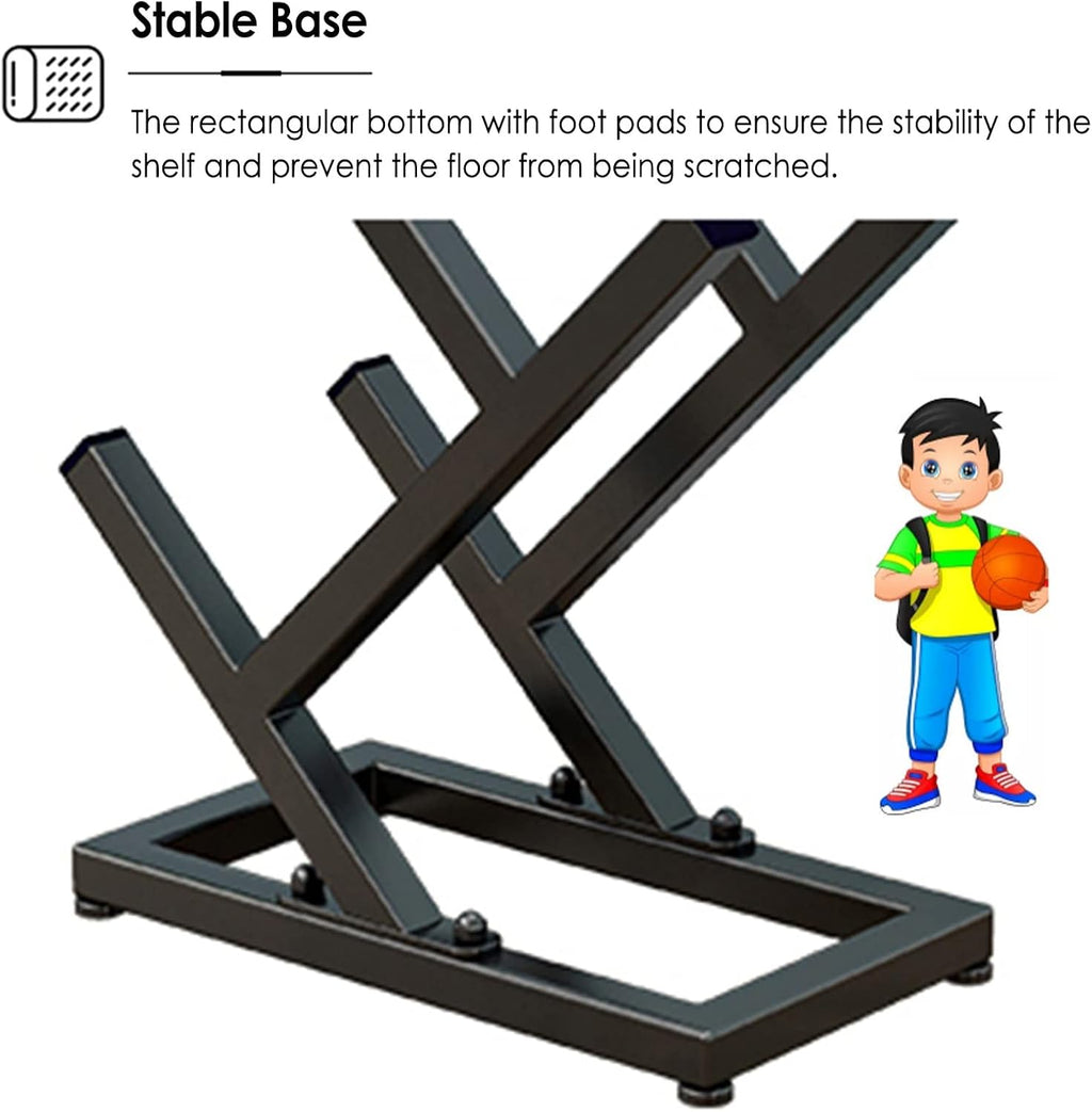 Sports Ball Storage Stand Sports Ball Storage Rack, Kids Toddlers Basketball Organizer for Garage Bedroom School, Black Vertical Football Volleyball Display Stand