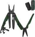 Multitool, 16-in-1 Full-Size, Lightweight EDC, Multi-Purpose Pliers, Pocket Knife, Scissors, Tactical Gear, Tools, Gifts for Guys, Equipment for Emergencies, Hiking, and Outdoor Camping (Green)