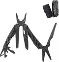 Multitool, 16-in-1 Full-Size, Lightweight EDC, Multi-Purpose Pliers, Pocket Knife, Scissors, Tactical Gear, Tools, Gifts for Guys, Equipment for Emergencies, Hiking, and Outdoor Camping (Black)