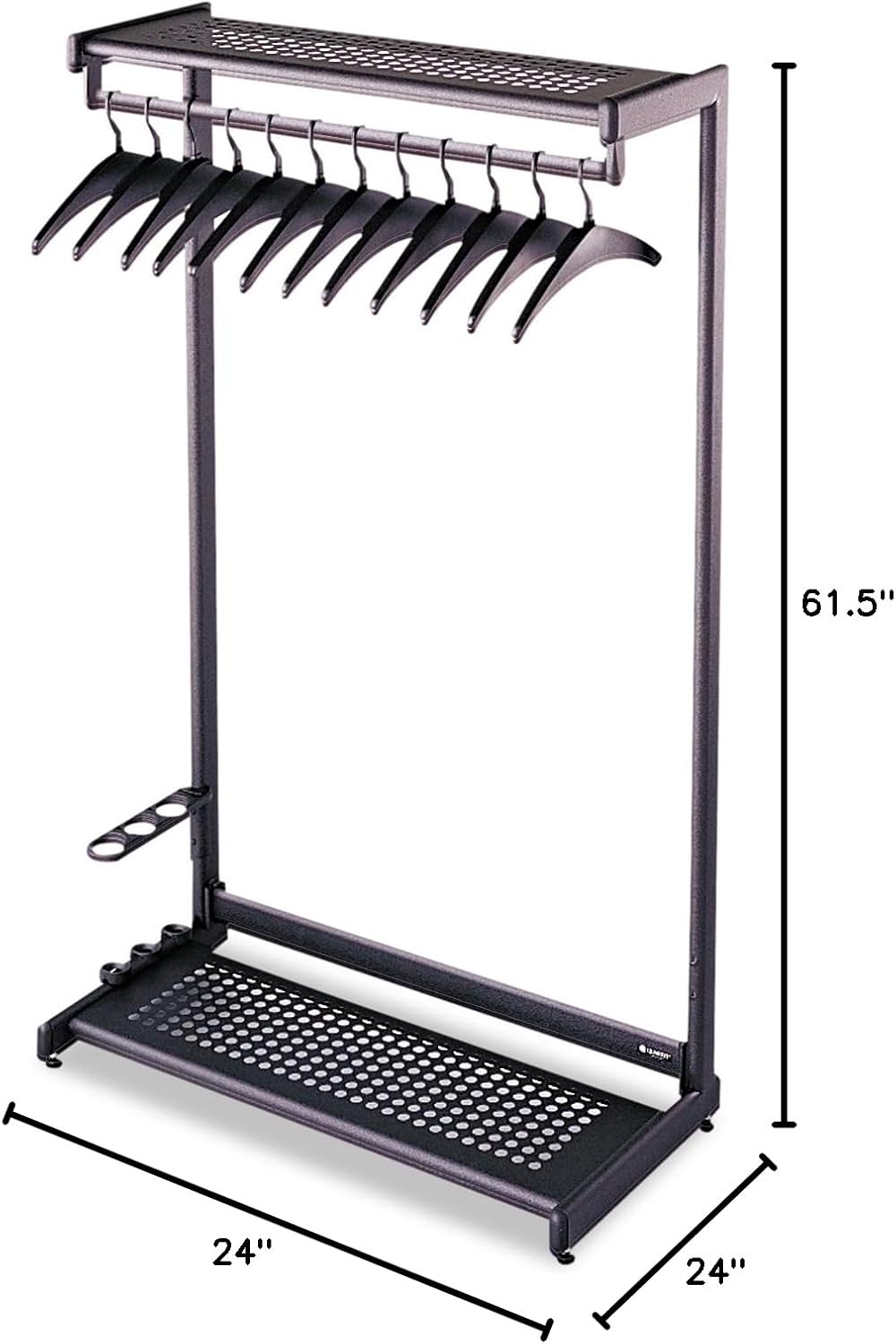 Quartet Two-Shelf Garment Rack, Freestanding, 24 Inch, Black, 8 Hangers Included (20222)