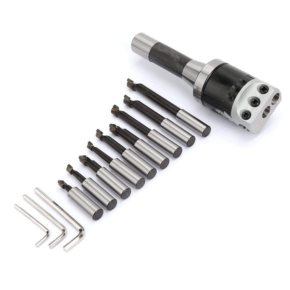 13 Pcs Indexable Metal Lathe Turning Tool, Boring Head Set, Carbide Boring Bar Set, Carbon Steel, Suitable for Semi Finishing and Finishing