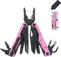Multitool,20-in-1 Full-Size,Multi-Purpose Pliers,Lightweight EDC,Tactical Gear,With Safety Locking,Camping Knives & Tools,Gifts for Guys,Gifts for Hunters Men who have Everything (Pink and Black)