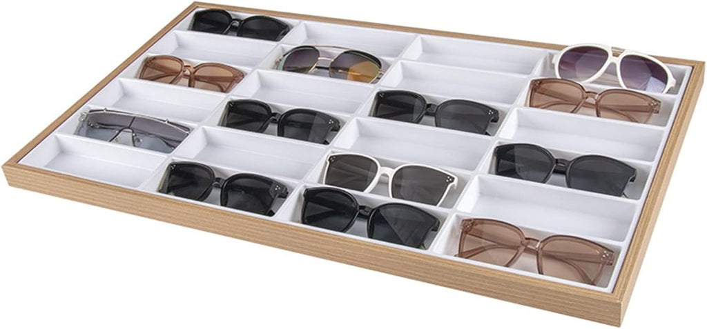 Eyewear Showcase Shelf Rack 24 Grid Velvet Glasses Display Case Glasses Storage Rack Sunglasses Dispaly Tray Eyeglasses Storage Organizer Box Glasses Holder Sunglasses Display Stand ( Color : Inner as