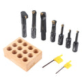 7-Piece Boring Bar Set with 18mm Round Shank, Indexable Carbide Inserts, Fit for F1-18 Turning Tool Holders, Compatible with Standard Milling and Lathe Applications