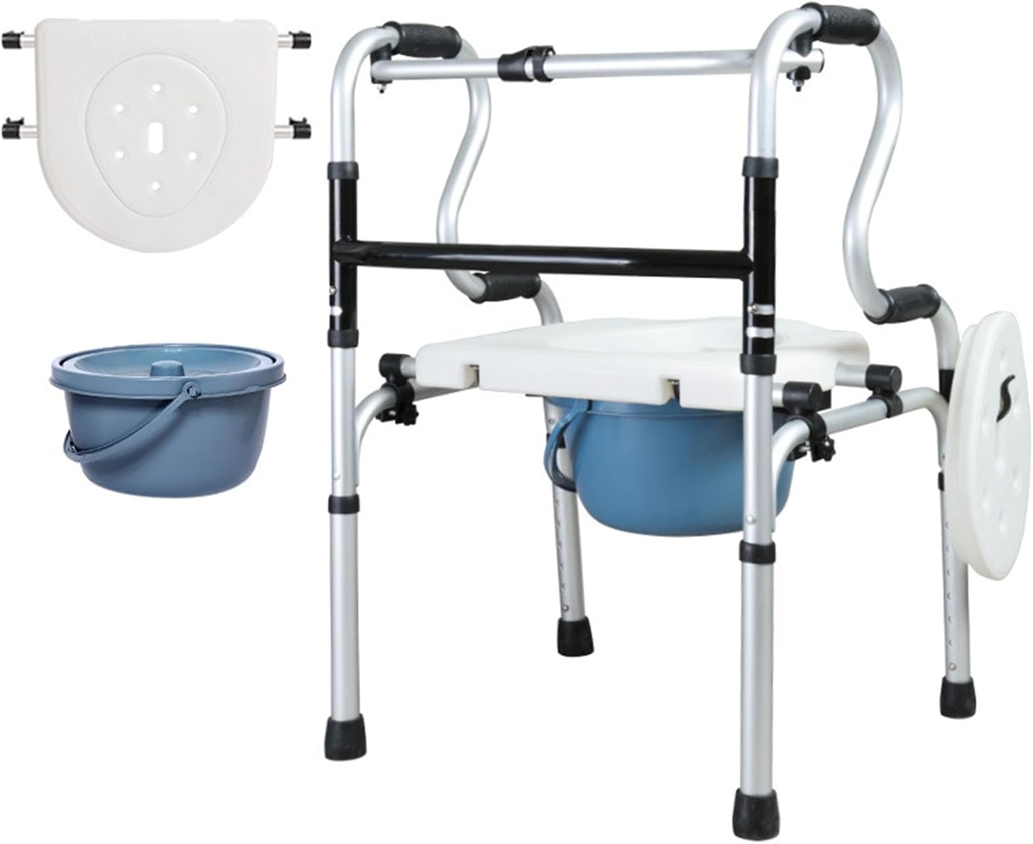 Raised Toilet Seat with Handles Up to 380lbs, Elevated Handicap Toilet Seat Riser for Seniors with Soft Padded, Height Adjustable, Stand Alone Toilet Safety Frame, fit Any Toilet