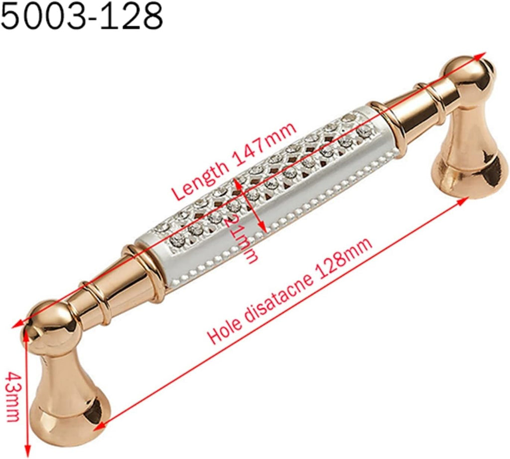 Cabinet Handles Kitchen Hardware 10 Pcs Champagne Gold Door Handles With Diamond Luxury Zinc Alloy Cabinet Drawer Knobs European Wardrobe Furniture Pulls Hardware Cabinet pulls Kitchen Cabinet Handles