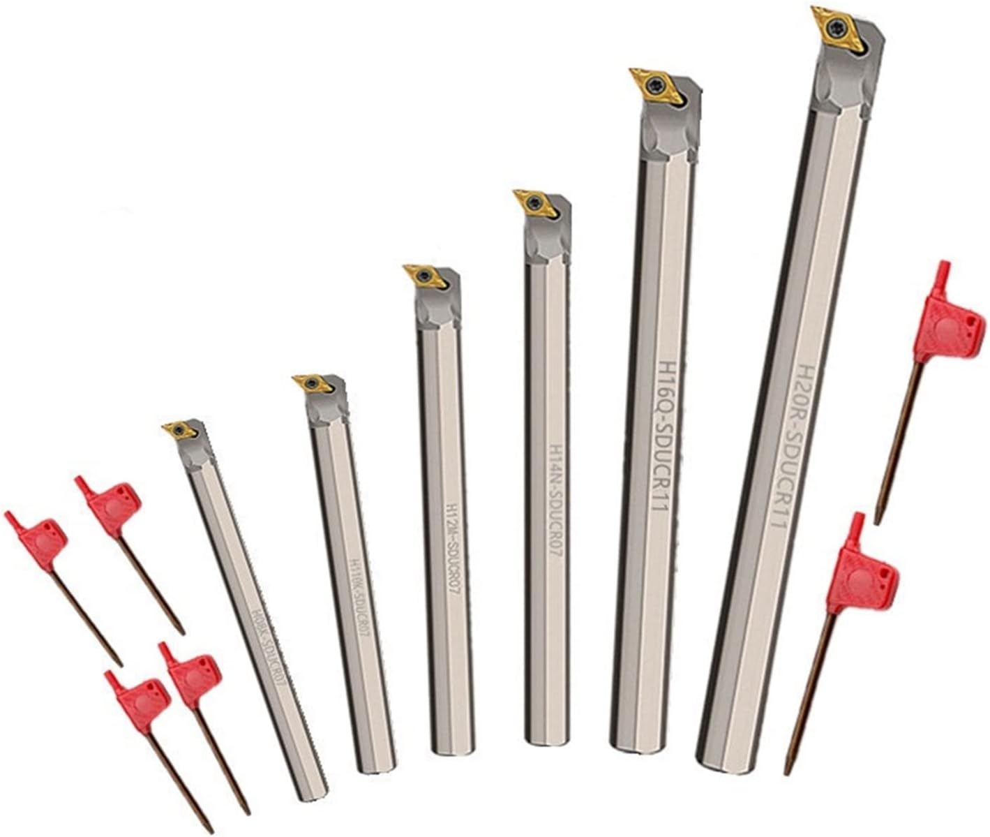 6 Sets Anti-vibration Boring Bar Set CNC Lathe Turning Tool H08 H10 H12 H14 H16 H20 With Inserts(Carbide for Aluminum)