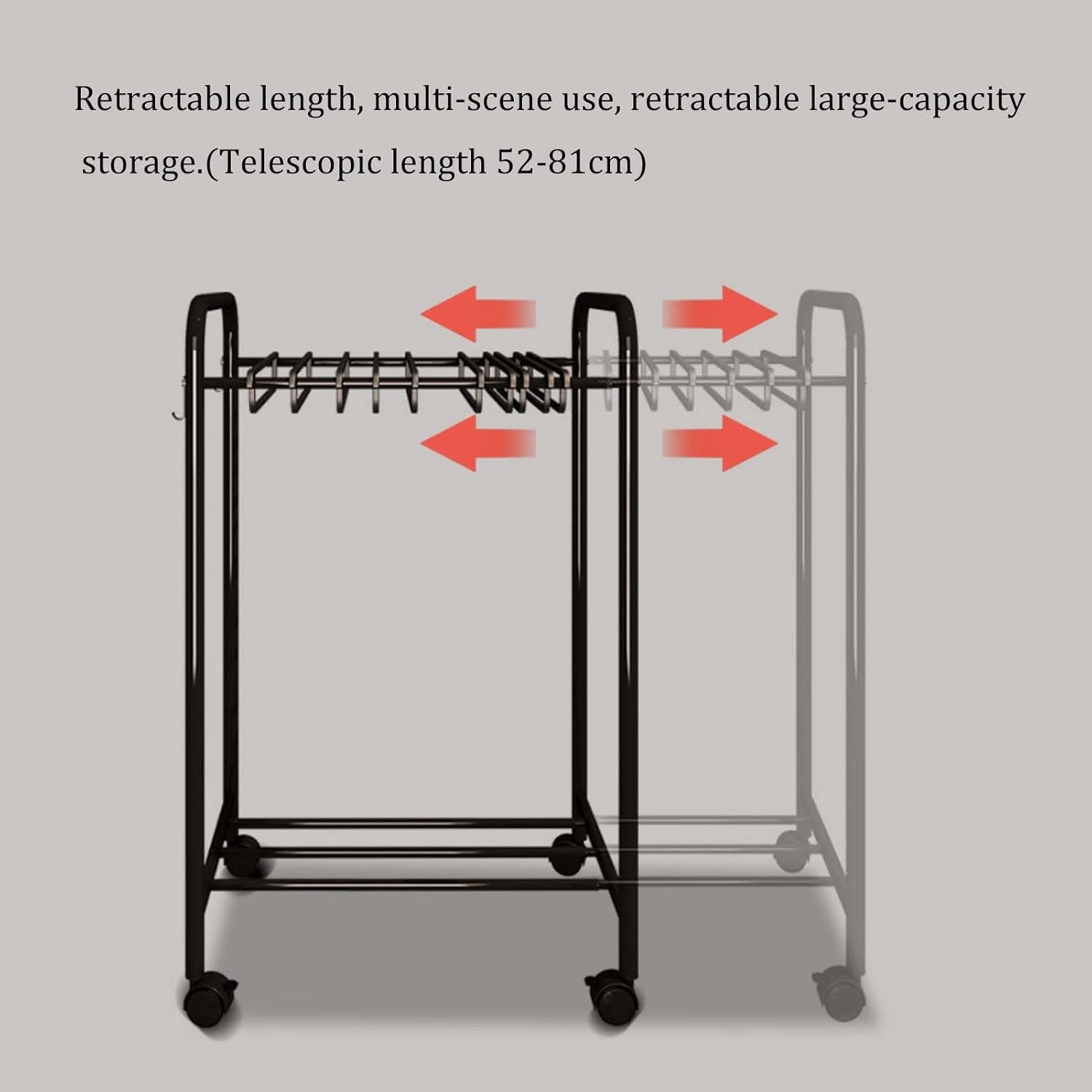 Expandable Metal Garment Rack Trolley - Floor Standing Pants Hangers with Pull-Out Trousers Shelf for Jeans & Skirts - Rolling Closet Organizer for Clothing Storage