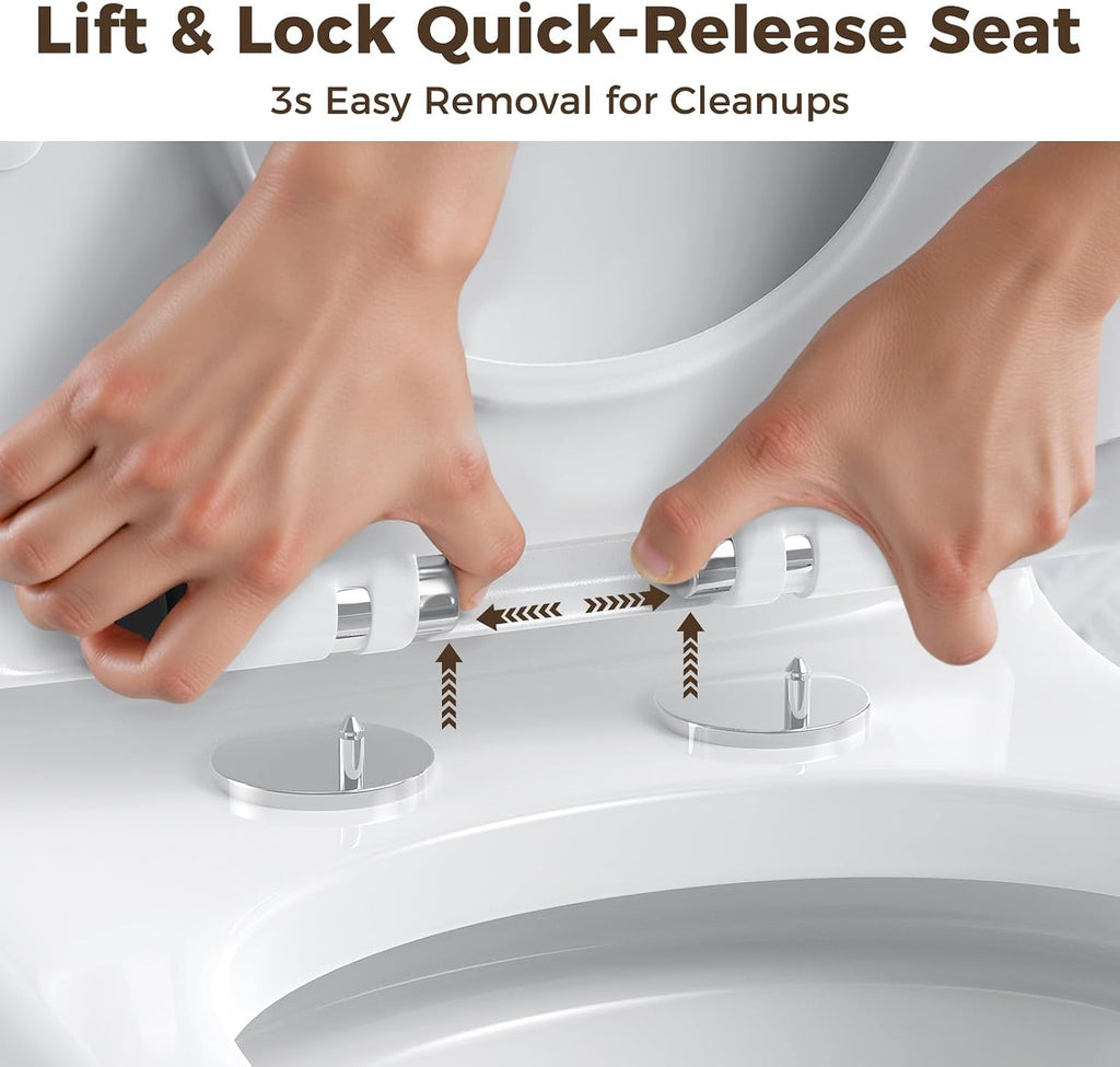 Modern One Piece Toilet,Dual Flush 0.87/1.45 GPF Toilet with Quiet Soft Close Seat,Minimalist Space-saving Design, Standard 12' Rough-In,Easy Clean Ceramic Bowl, White Finish