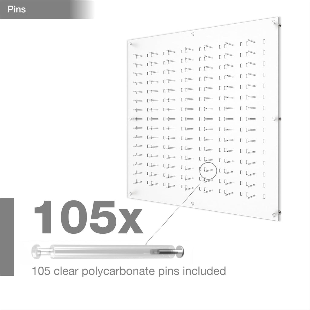 Optical Display for 105 Eyewear Frames - Wall Mount Acrylic Eyewear or Sunglass Display Package in Frosted White for 105 Frames– 47.5' (H) X 47.5' (W)
