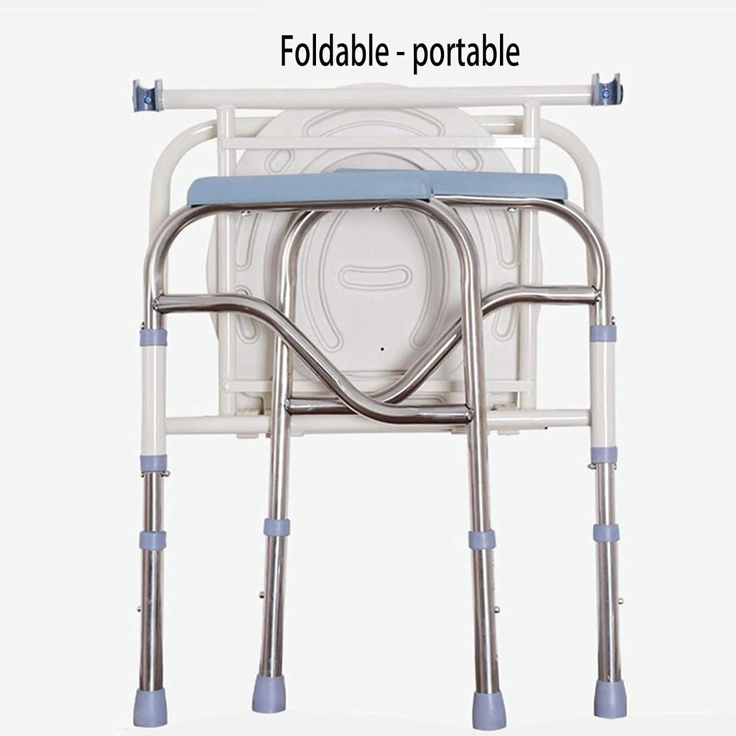 Folding Toilet Seat Chair Portable Bedside Commode, Height Adjustment Extra Wide with Bucket Splash Guard Heavy Duty Adult Bathroom Pail Fits Toilet Chair