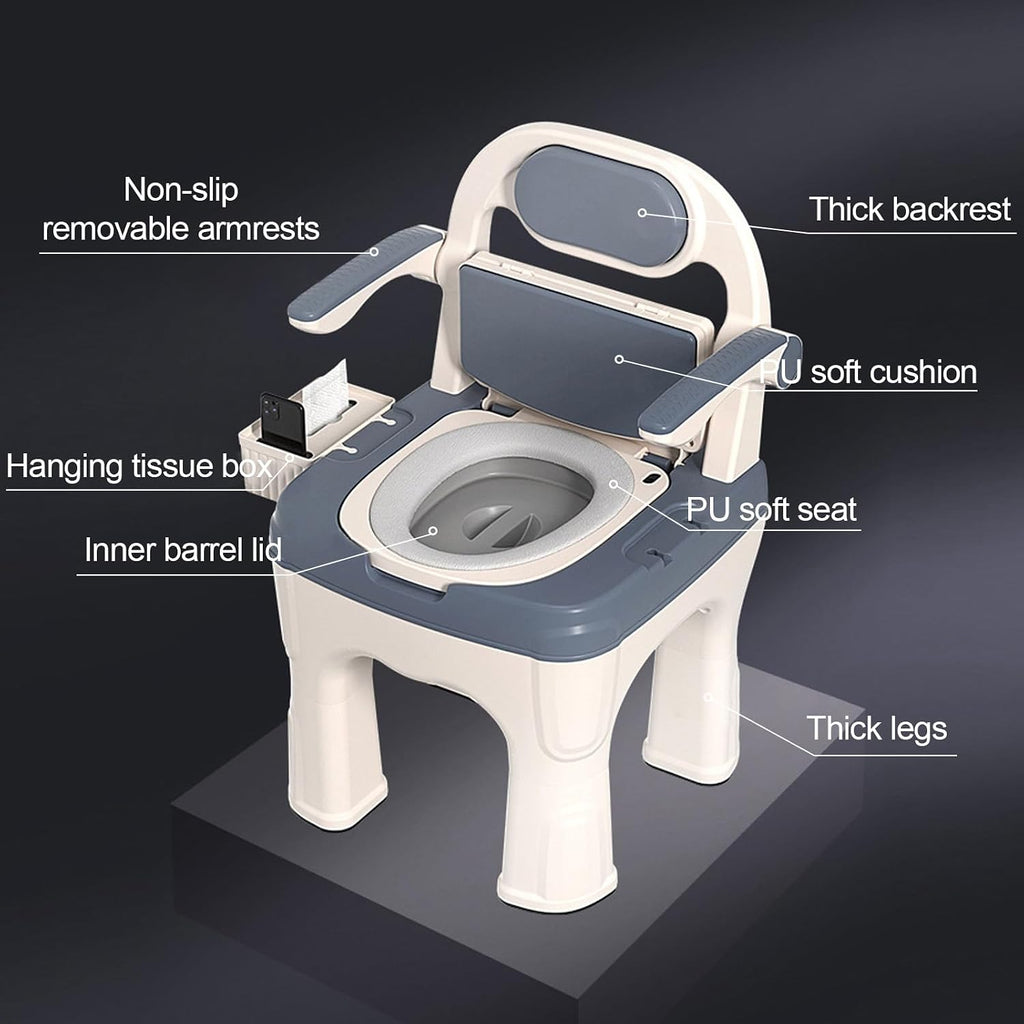 Adjustable Bedside Commode Chair for Seniors and Disabilities Ultra Wide Seat Up to 660 Lbs Capacity Height Adjustable Toilet Chair for Elderly and Disabled Blue Upgrade