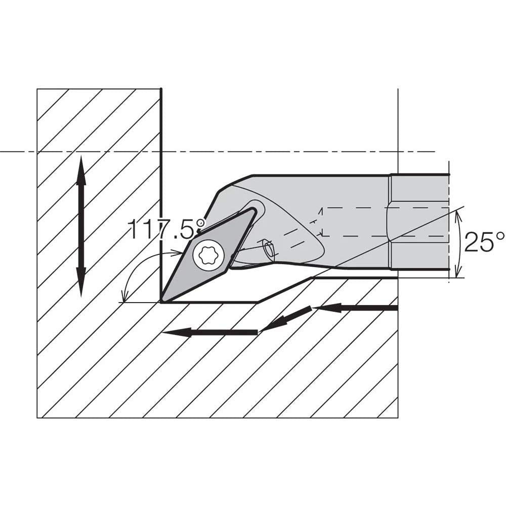 Kyocera A16TSVPBR3AE Right-Hand, Positive Rake, Dynamic Bar Coolant-Through Boring Bar with 27.5 Degree Lead Angle and 1.2400' Minimum Bore Dia.