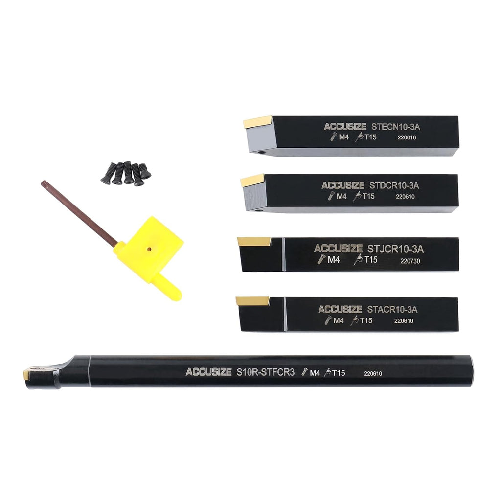 Accusize Industrial Tools Mini Indexable Turning Tool Boring, 5/8 in | Shank Size 5/8 in, Uses TCMT32.5 Inserts, Includes 5 Holders and Boring Bar, 2386-0058