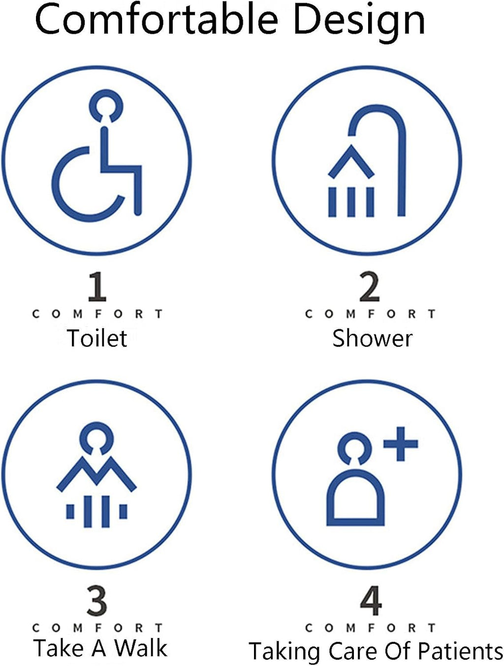 Raised Toilet Seat with Handles Up to 500 Lbs, Elevated Handicap Toilet Seat Riser for Seniors with Soft Padded, Height Adjustable, Bedside Commode Wheelchair, Fit Any Toilet, Blue