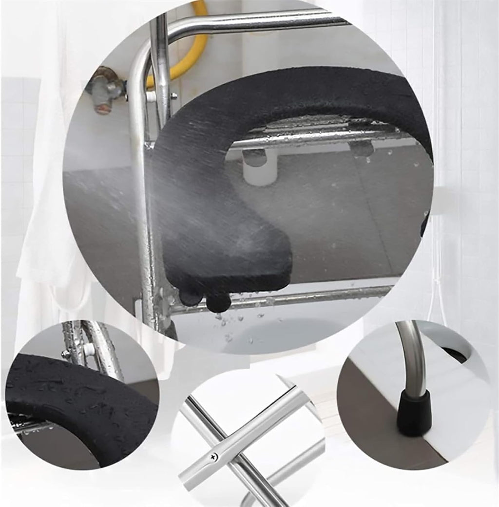Bedside Commode,Toilet Seat with Handles Chair with Toilet Handicapped Folding armrests Ergonomic seat Non-Slip feet Perforated Folding Portable Toilet Chair