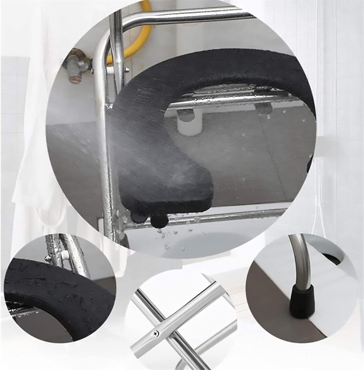 Bedside Commode,Toilet Seat with Handles Chair with Toilet Handicapped Folding armrests Ergonomic seat Non-Slip feet Perforated Folding Portable Toilet Chair